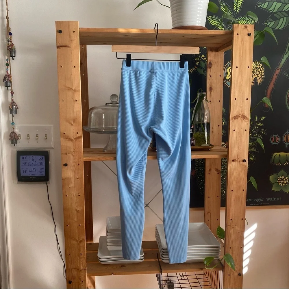 ALO Yoga Light Blue Ribbed High-Waist 7/8 Blissful Legging XXS